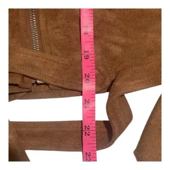 Lulu's "Ride With Me" Tan Faux Suede Motorcycle Zipper Jacket Biker Travel Sz M - Picture 10 of 12